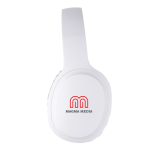 Casque sans fil longue durée avec bouton pour basses Belmont couleur blanc vue avec logo