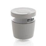 Mug de voyage personnalisable borosilicaté de 360ml Ukiyo couleur gris avec zone d'impression