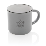 Tasse en céramique bicolore vintage de 280 ml Basic Bicolor couleur gris vue avec logo