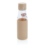 Bouteille promotionnelle avec suivi d'hydratation 600 ml Crystal Ukiyo couleur marron clair vue avec logo