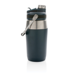Bouteille en acier avec bouchon double fonction 500ml Slender couleur bleu marine troisième vue