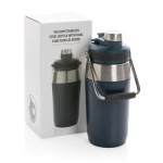 Bouteille en acier avec bouchon double fonction 500ml Slender couleur bleu marine vue avec boîte