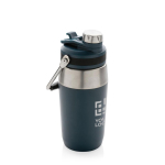 Bouteille en acier avec bouchon double fonction 500ml Slender couleur bleu marine avec zone d'impression