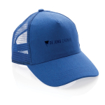 Casquette écologique style camionneur en coton avec maille Eco Mesh couleur bleu vue avec logo