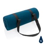Couverture de pique-nique pliable en RPET hydrofuge avec logo Coating couleur bleu marine