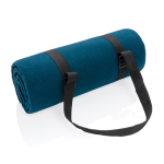Couverture de pique-nique pliable en RPET hydrofuge avec logo Coating couleur bleu marine cinquième vue
