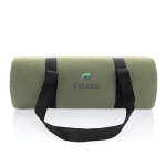 Couverture de pique-nique pliable en RPET hydrofuge avec logo Coating couleur vert foncé vue avec logo