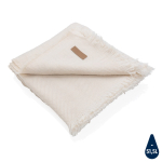 Couverture personnalisée écologique tissée avec bords frangés Ukiyo couleur blanc