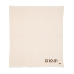 Couverture personnalisée écologique tissée avec bords frangés Ukiyo couleur blanc vue avec logo