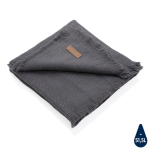 Couverture personnalisée écologique tissée avec bords frangés Ukiyo couleur gris foncé