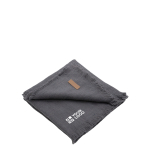 Couverture écologique tissée avec bords frangés Ukiyo couleur gris foncé avec zone d'impression