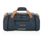 Sac de voyage en polyester recyclé au style urbain Urban Outdoor couleur bleu marine vue avec logo