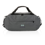 Sac de sport personnalisé en polyester recyclé Impact couleur gris foncé vue avec logo