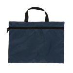 Porte-documents promotionnel recyclé simple avec poignée Basic RPET couleur bleu marine deuxième vue