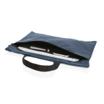 Porte-documents promotionnel recyclé simple avec poignée Basic RPET couleur bleu marine quatrième vue