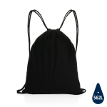 Sac à dos à cordons en coton recyclé 145gr avec AWARE™ Greeny couleur noir