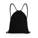 Sac à dos à cordons en coton recyclé 145gr avec AWARE™ Greeny couleur noir troisième vue