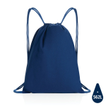 Sac à dos à cordons en coton recyclé 145gr avec AWARE™ Greeny couleur bleu