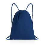 Sac à dos à cordons en coton recyclé 145gr avec AWARE™ Greeny couleur bleu troisième vue