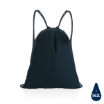 Sac à dos à cordons en coton recyclé 145gr avec AWARE™ Greeny couleur bleu marine