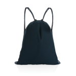 Sac à dos à cordons en coton recyclé 145gr avec AWARE™ Greeny couleur bleu marine troisième vue
