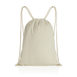Sac à dos à cordons en coton recyclé 145gr avec AWARE™ Greeny couleur naturel troisième vue