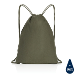 Sac à dos à cordons en coton recyclé 145gr avec AWARE™ Greeny couleur vert foncé