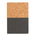 Carnet en liège et kraft avec papier recyclé A5 pages lignées Greeny couleur noir troisième vue