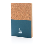 Carnet en liège et kraft avec papier recyclé A5 pages lignées Greeny couleur bleu vue avec logo