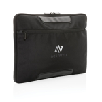 Housse pour PC portable en polyester recyclé 15,6” RPET Swiss Peak couleur noir vue avec logo