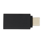 Adaptateur USB-C promotionnel en aluminium 3.0 avec votre logo Adapt couleur noir deuxième vue frontale
