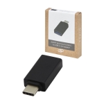 Adaptateur USB-C promotionnel en aluminium 3.0 avec votre logo Adapt couleur noir troisième vue