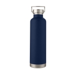 Grande bouteille personnalisée avec bande métallisée 1 L Sport Large couleur bleu foncé deuxième vue frontale