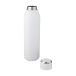 Gourde isotherme en inox avec poignée sur le couvercle 600 ml Fancy couleur blanc deuxième vue
