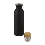 Bouteille en acier avec un couvercle en bambou 650 ml Glorious couleur noir deuxième vue