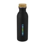 Bouteille en acier avec un couvercle en bambou 650 ml Glorious couleur noir vue avec impression sérigraphique