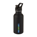 Gourde en acier avec bec sportif finition mate 500 ml Match couleur noir vue avec impression sérigraphique