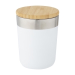 Verre en acier avec couvercle en bambou biologique 330ml Organic Cover couleur blanc deuxième vue