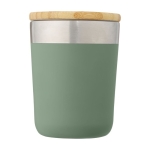 Verre en acier avec couvercle en bambou biologique 330ml Organic Cover couleur vert menthe deuxième vue frontale