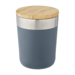 Verre en acier avec couvercle en bambou biologique 330ml Organic Cover couleur bleu pétrole deuxième vue