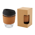 Mug take away personnalisé poignée liège de 360 ml couleur noir deuxième vue