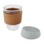 Mug take away personnalisé poignée liège de 360 ml Takeaway Cork Grip couleur gris troisième vue