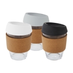 Mug take away personnalisé poignée liège de 360 ml Takeaway Cork Grip couleur gris deuxième vue en couleurs