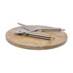 Planche à pizza avec 6 emplacements de portions et accessoires Bamboo couleur naturel