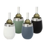 Refroidisseur de vin en acier inoxydable gravé avec votre logo Glamour couleur bleu gris deuxième vue en couleurs