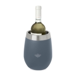 Refroidisseur de vin en acier inoxydable gravé avec votre logo Glamour couleur bleu gris vue avec impression sérigraphique