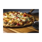Pelle à pizza circulaire en métal personnalisée avec logo couleur naturel image nature morte