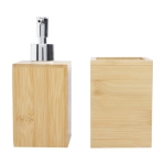 Kit de trois accessoires de salle de bain en bambou avec logo Bamboo couleur naturel