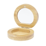 Miroir publicitaire compact en bambou avec petit compartiment Bamboo couleur naturel deuxième vue frontale