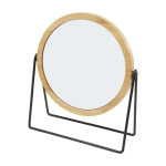Miroir sur pied en bambou rotatif à 360º avec logo Bamboo couleur naturel deuxième vue frontale